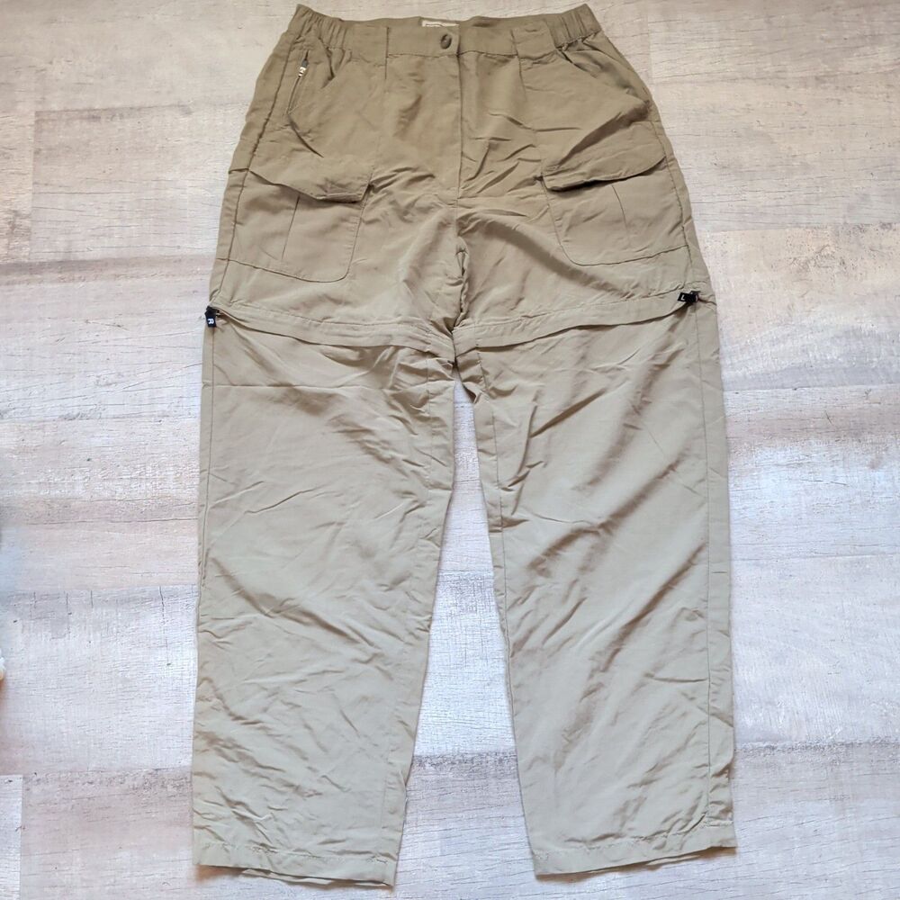 Women’s L.L.Bean Outdoor Hiking Pants Medium Khaki Nylon Cargo Stretch Waist M